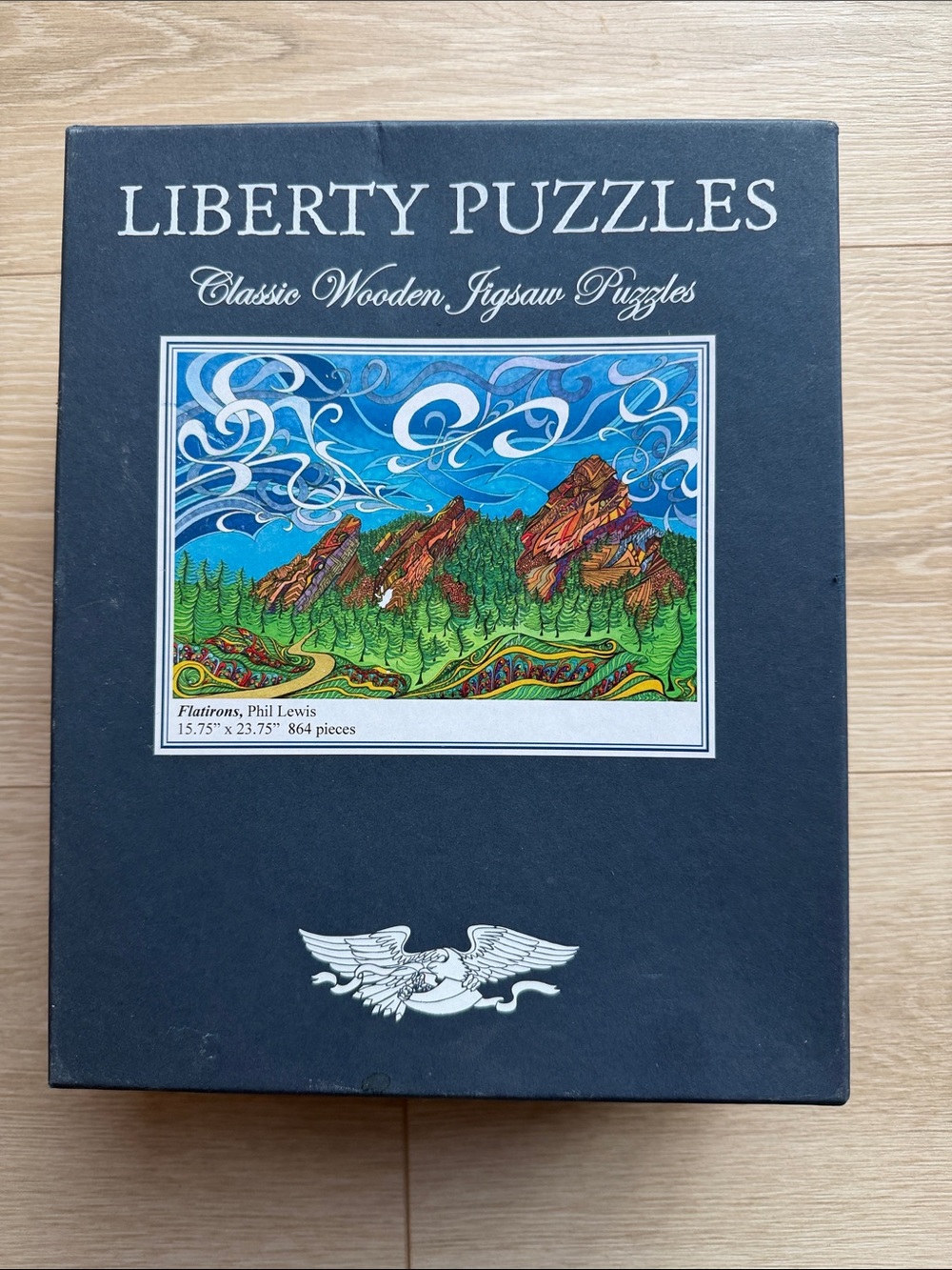 Liberty Puzzles Flatirons XL  Phil Lewis Puzzle Box - Navy Blue with White Label
